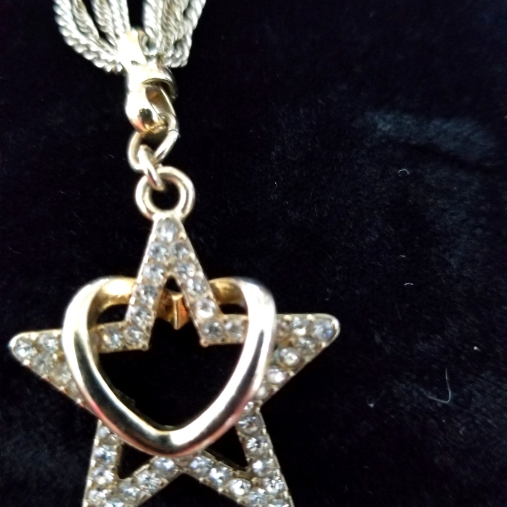 Rhinestone star and heart Necklace
